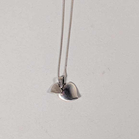 HEARTS Double Love 925 Sterling Silver Necklace - Picture 2 of 8